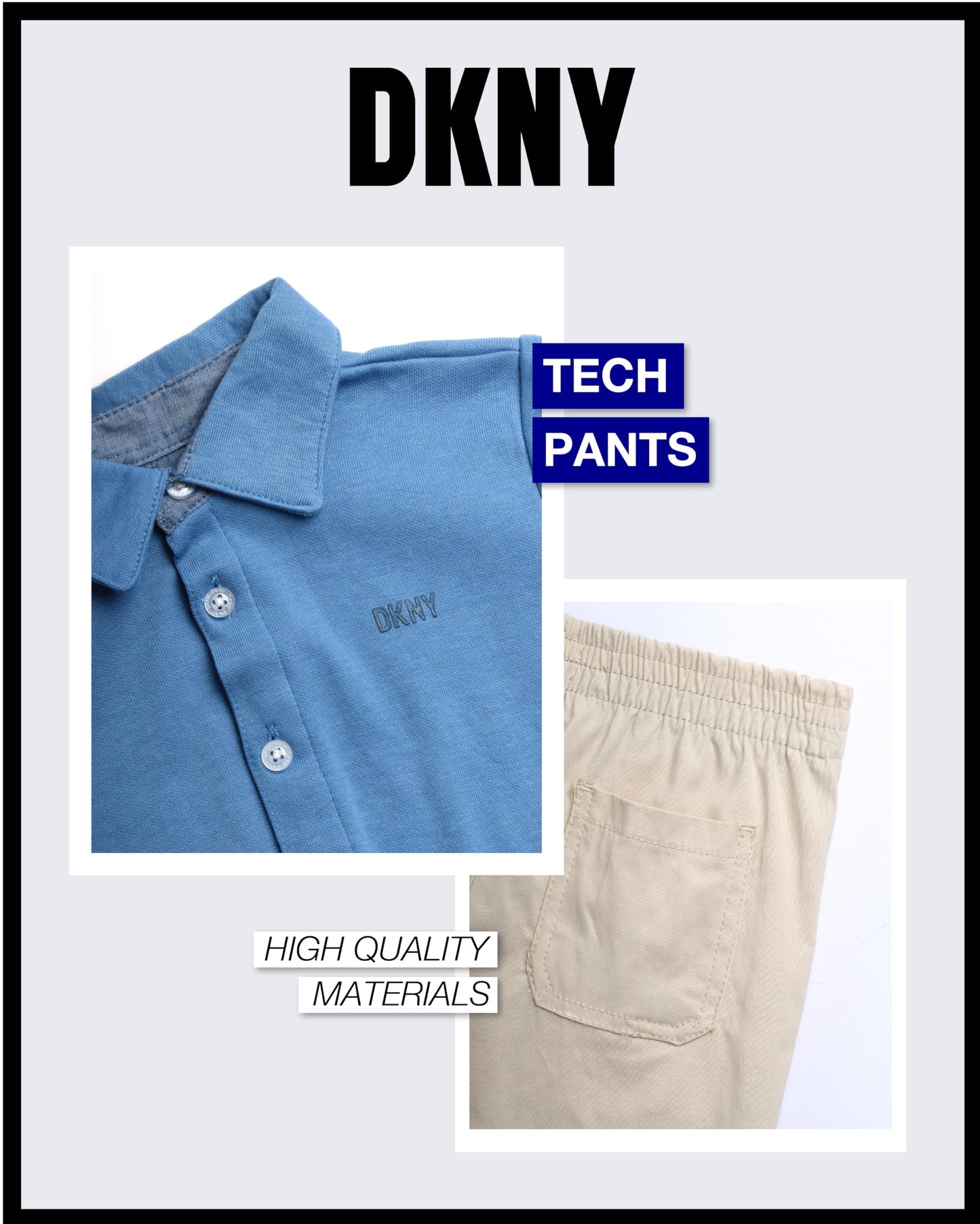 DKNY Boys' Pants Set - 2 Piece Short Sleeve Button Down Shirt and Tech Pants - Summer Outfit Set for Toddler Boys (2T-7)