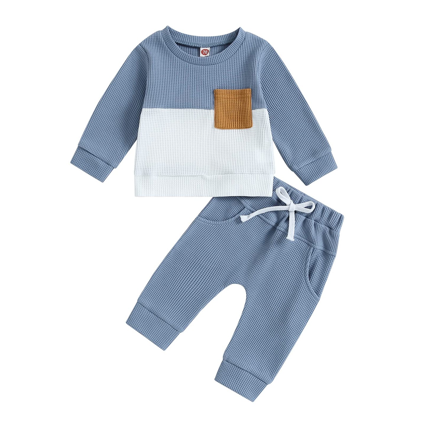 Tsnbre Baby Boy Clothes Outfits Fall Long Sleeve Color Block Sweatshirt Tops Casual Pants Newborn 2Pcs Set