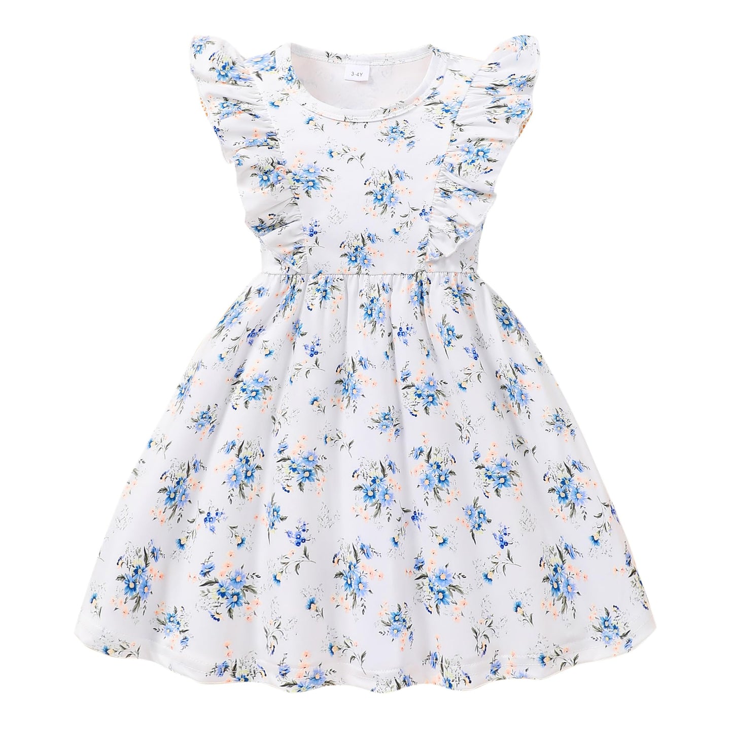 Little Girls A-line Dress Cute Leopard Mermaid Pattern Ruffle Sundress Toddler Girl Casual Dresses for Party 2-7Y