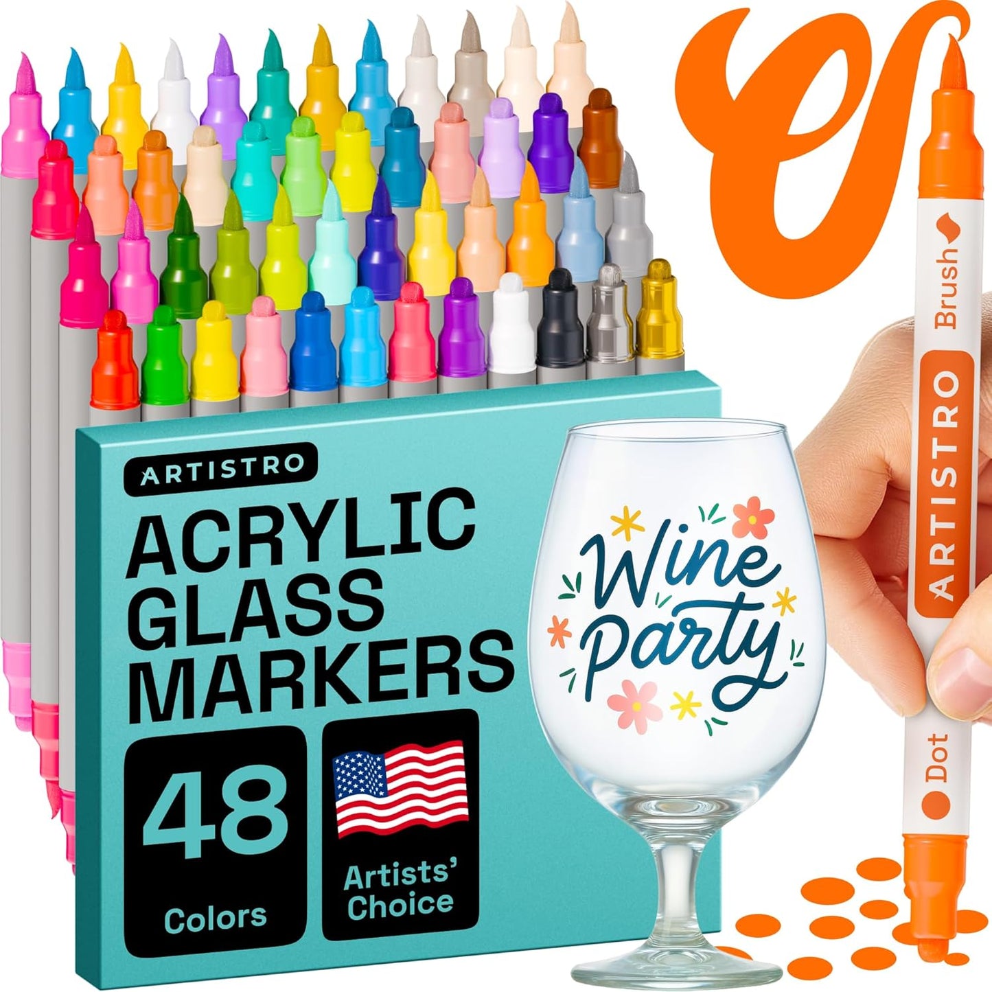 ARTISTRO 24 Dual Tip Acrylic Paint Markers - Washable, Non-Toxic Pens for Glass, Ceramic, and More