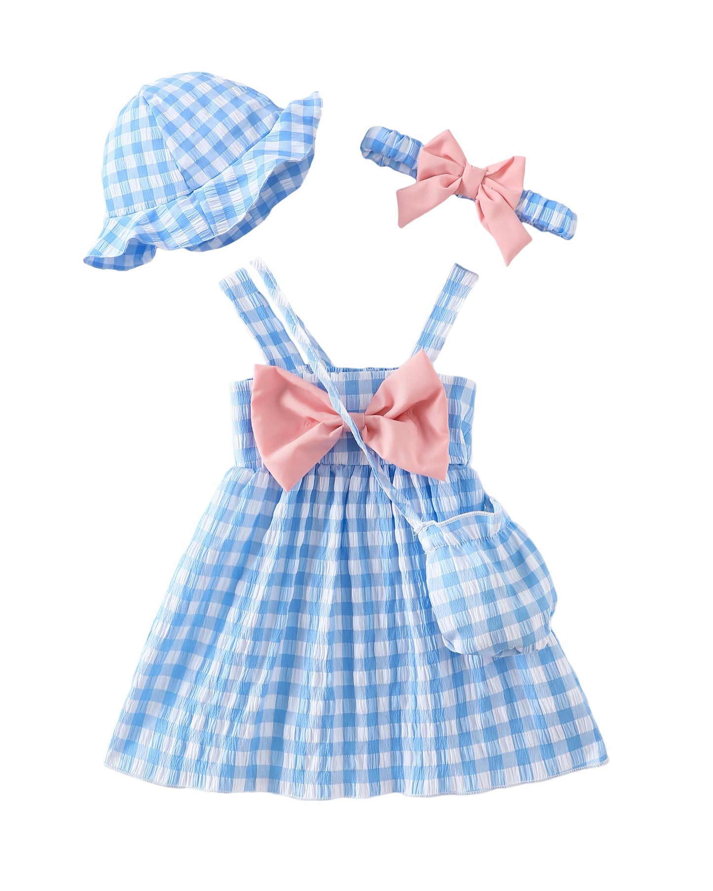 Toddler Girl Summer Dress Infant Baby Girl Casual Clothes Sleeveless Bowknot Beach Sundress with Hat
