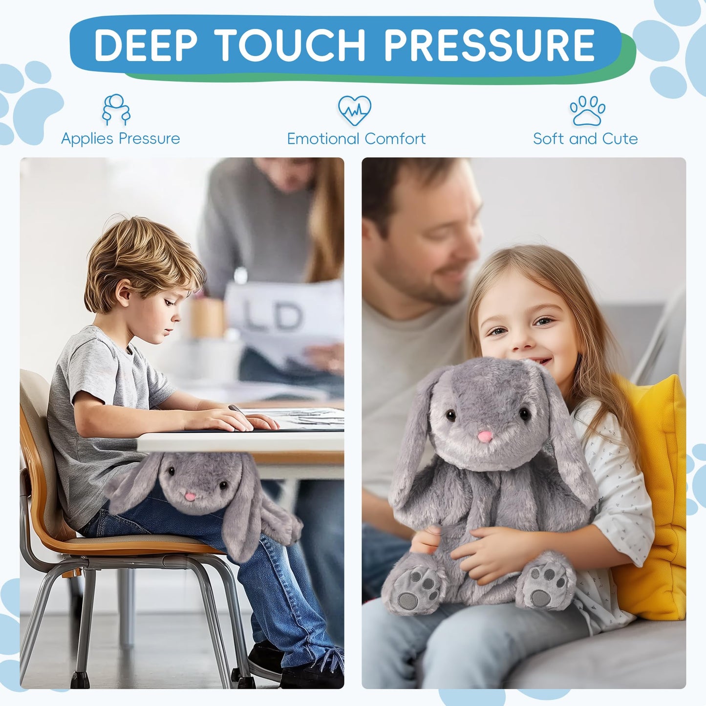OUTREE Weighted Lap Pad for Kids 22.83 * 19.69 in,Weighted Stuffed Animals for Sensory Needs,4.5LBS Rabbit-Shaped Weighted Lap Blanket,Sensory Toys for Kids with Autism
