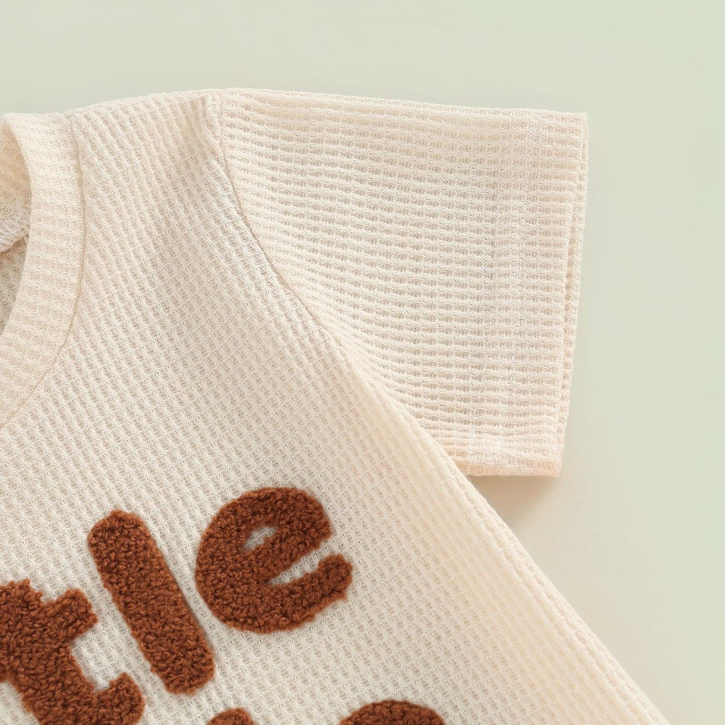 Kupretty Toddler Baby Boy Summer Clothes Embroiderey Waffle Knit Short Sleeve T-Shirt Tees + Casual Shorts Cute Clothing Set