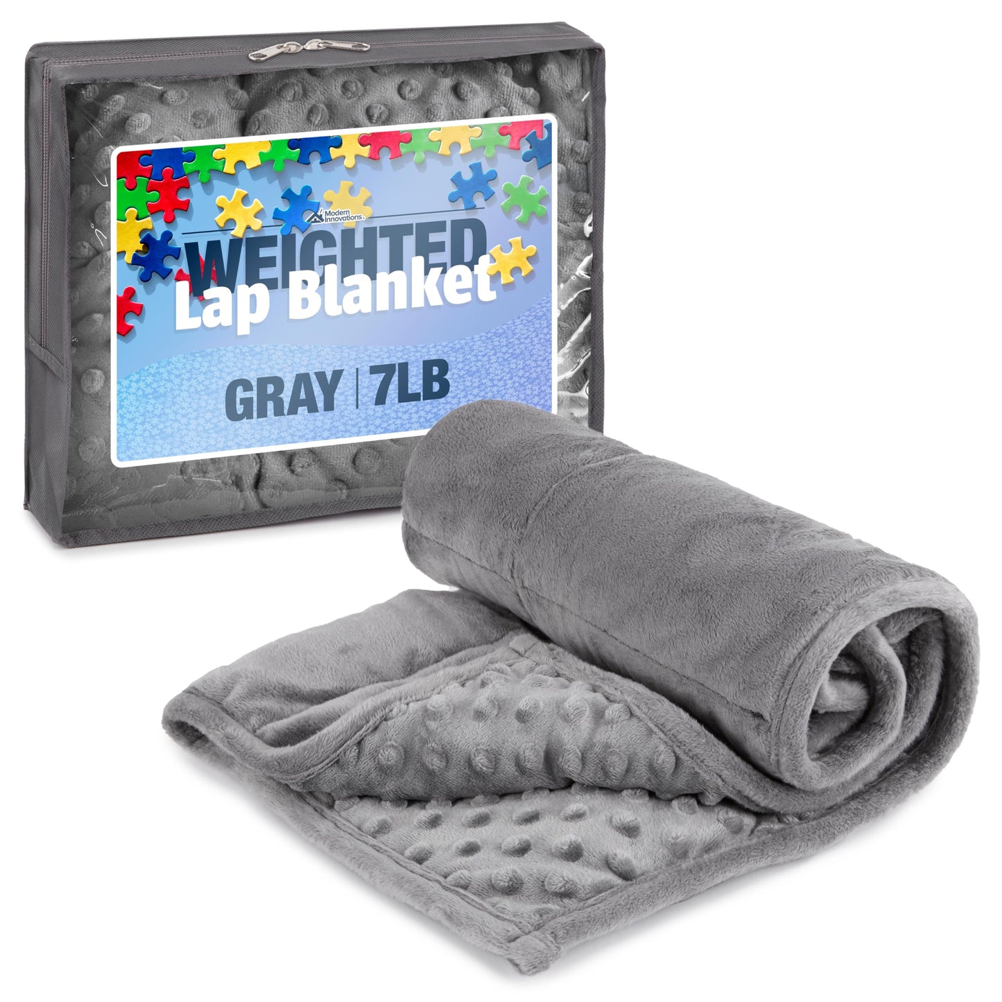 5lb Weighted Blanket for Kids (Grey), Plush Minky Weighted Lap Pad for Kids with Sensory Processing Issues Like Autism or ADHD, Giftable Kids Weighted Blanket with Travel Bag for Ages 4-10
