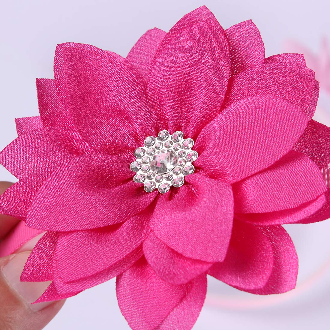 WANYU 10 Pcs Flower Bow Headbands For Girls,Toddler Headbands Chiffon Floral Kids Hair Bands Sparkle Cute 3.5 inch Bow Headpiece-Diademas Para Niñas1