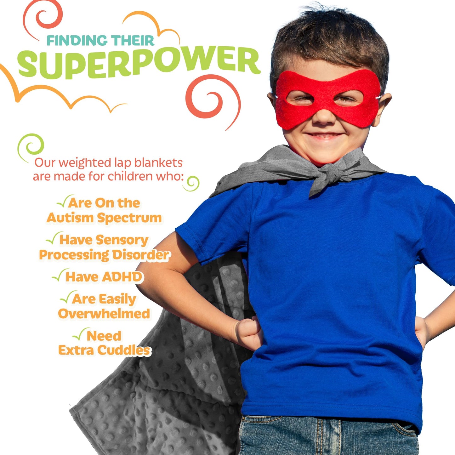 5lb Weighted Blanket for Kids (Grey), Plush Minky Weighted Lap Pad for Kids with Sensory Processing Issues Like Autism or ADHD, Giftable Kids Weighted Blanket with Travel Bag for Ages 4-10