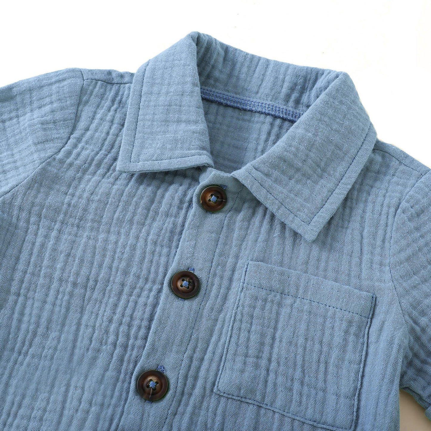 Baby Boys Clothes Set Toddler Infant Boys Button-down Shirt Tops + Cotton Gauze Shorts Summer Outfit 2PCS with Pockets