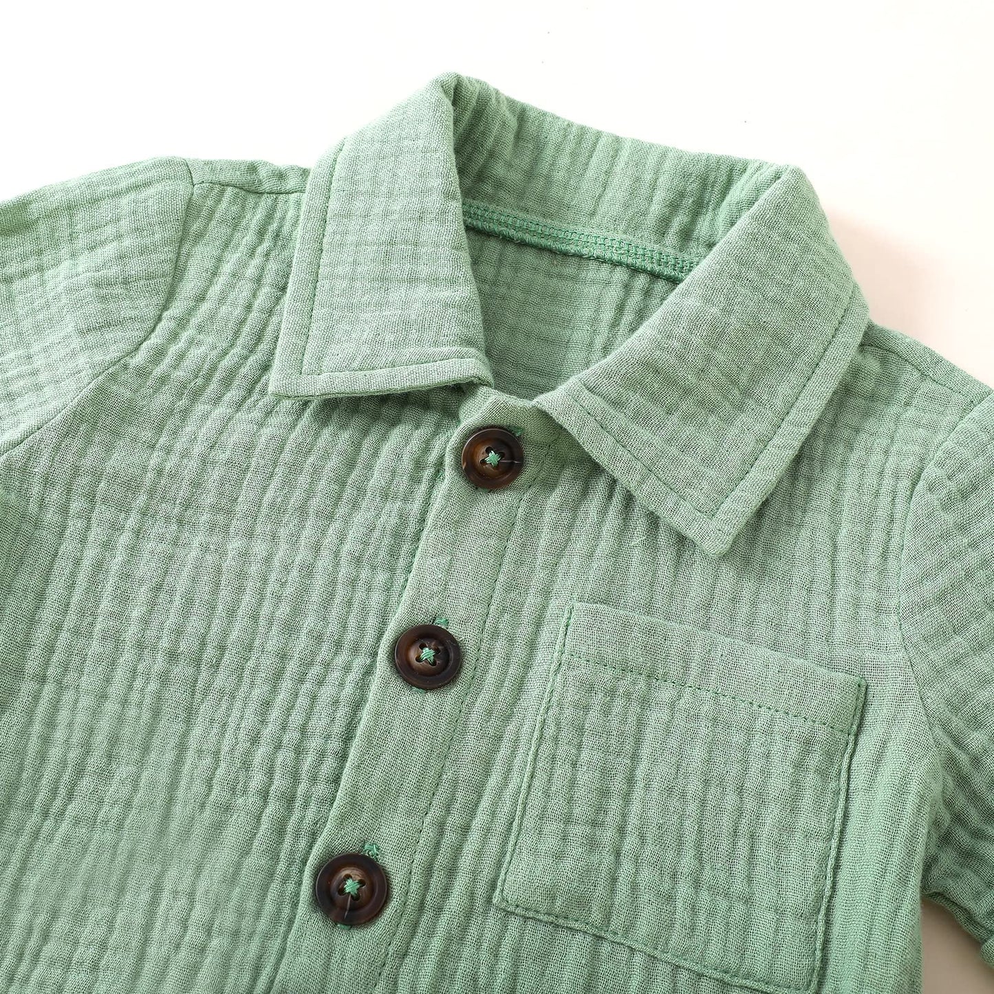 Baby Boys Clothes Set Toddler Infant Boys Button-down Shirt Tops + Cotton Gauze Shorts Summer Outfit 2PCS with Pockets
