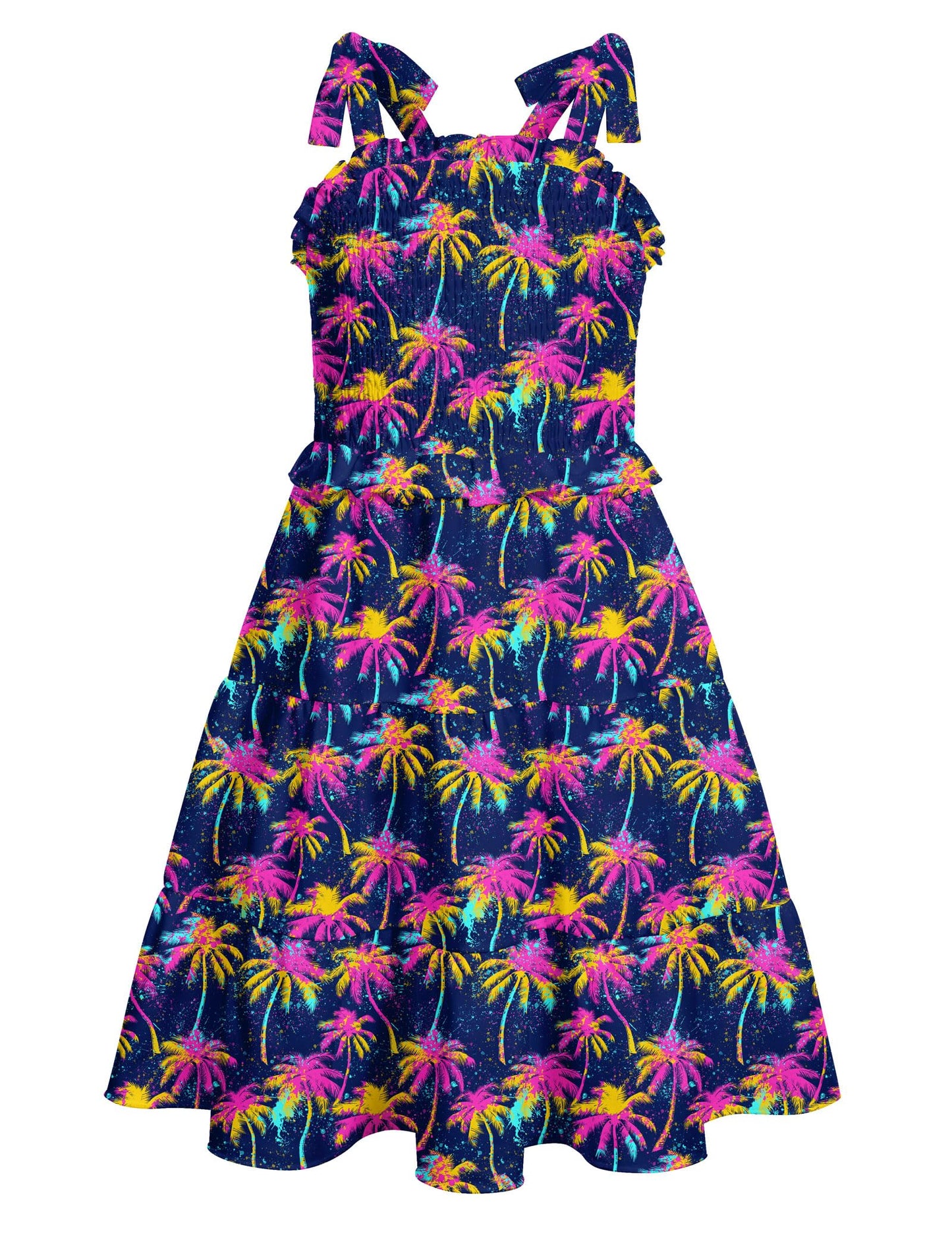 Kids4ever Girls Spaghetti Strap Dress 6-12Y Kids Sleeveless Cami Dresses Summer Beach Smocked Tiered Sundress with Pockets