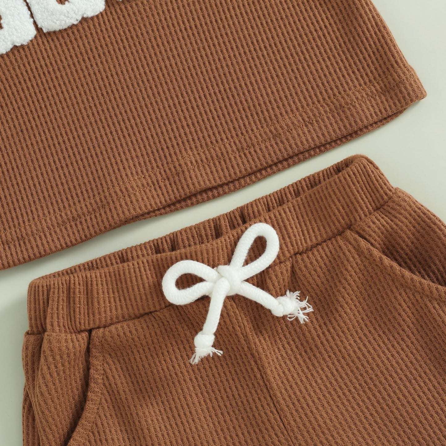 Kupretty Toddler Baby Boy Summer Clothes Embroiderey Waffle Knit Short Sleeve T-Shirt Tees + Casual Shorts Cute Clothing Set