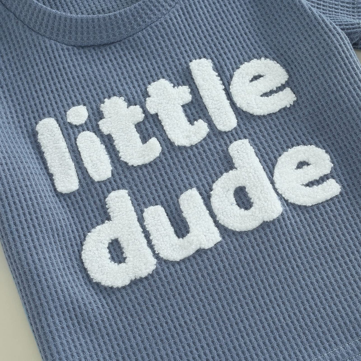 Kupretty Toddler Baby Boy Summer Clothes Embroiderey Waffle Knit Short Sleeve T-Shirt Tees + Casual Shorts Cute Clothing Set