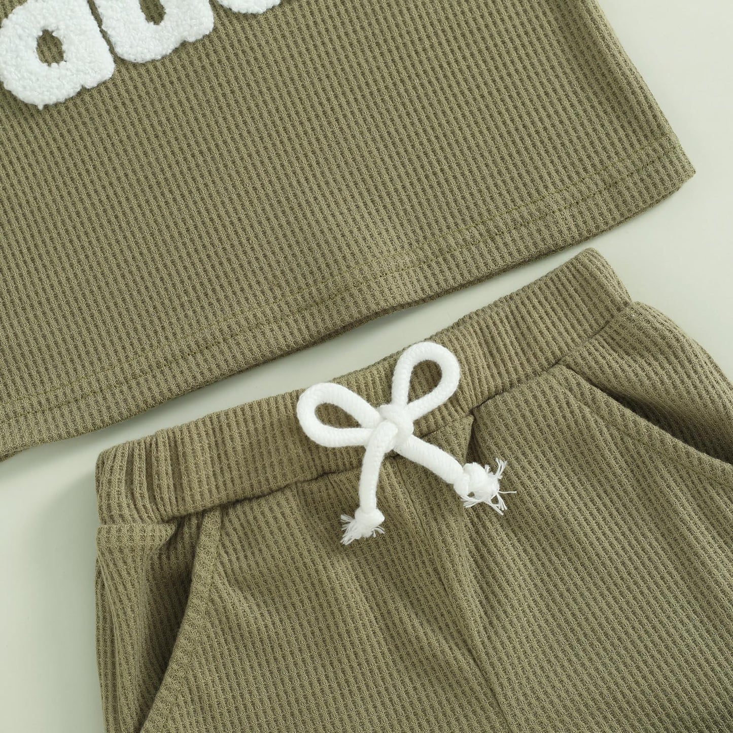 Kupretty Toddler Baby Boy Summer Clothes Embroiderey Waffle Knit Short Sleeve T-Shirt Tees + Casual Shorts Cute Clothing Set