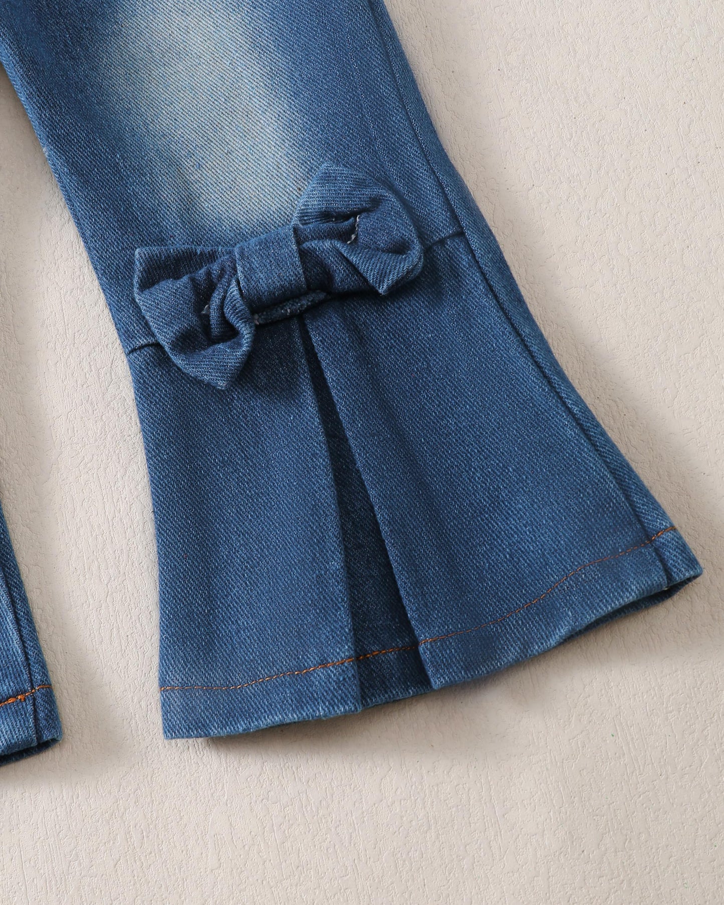 Baby Girl Clothes Toddler Girl Outfits Kids Puff Sleeve Shirt Top Flare Denim Pants Jeans Clothing for Little Girls