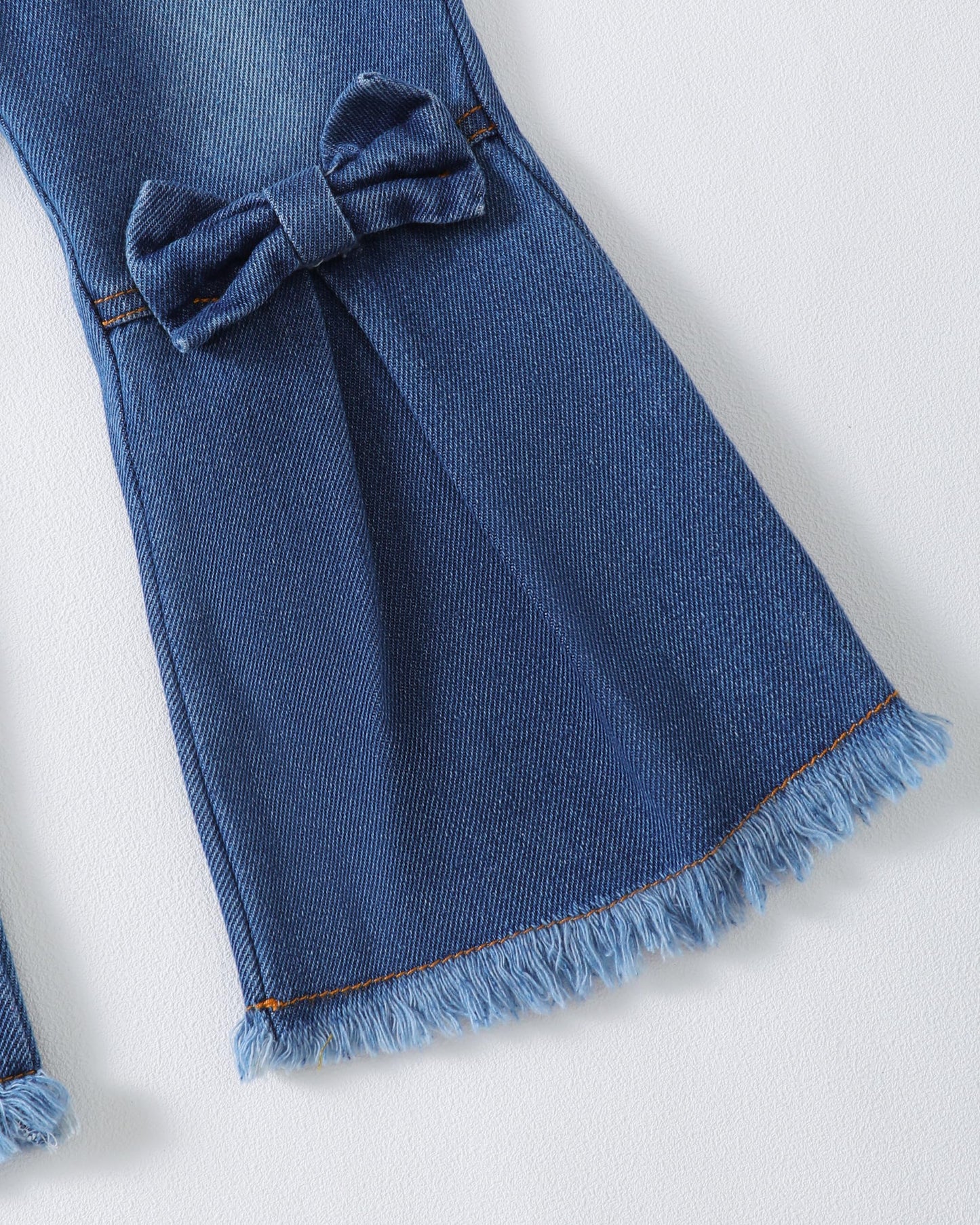 Baby Girl Clothes Toddler Girl Outfits Kids Puff Sleeve Shirt Top Flare Denim Pants Jeans Clothing for Little Girls