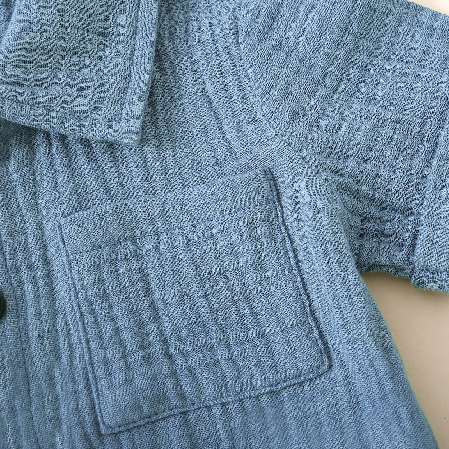 Baby Boys Clothes Set Toddler Infant Boys Button-down Shirt Tops + Cotton Gauze Shorts Summer Outfit 2PCS with Pockets
