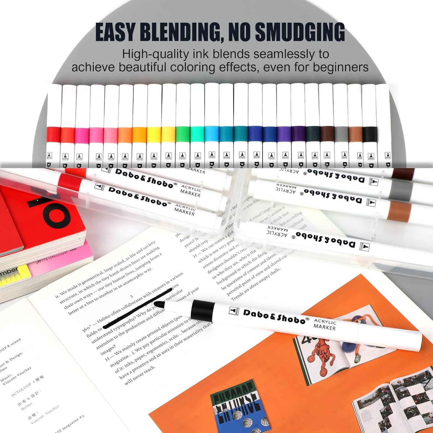 Dabo&Shobo Premium Acrylic Paint Pens - 24 Colors, 2-3mm Medium Tip Markers for Versatile Crafting on Rock, Stone, Glass, Wood, Fabric, Canvas, Metal, and Easter DIY Projects