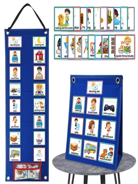 Visual Scheduler for Kids Work Planner Daily Planner Chart Visual Behavior English Teaching 2-In-1 Daily Visual Planner and 70 Daily Cards for Kids Boost Your Child'S Learning Halloween Christmas Gift Christmas Easter Halloween Gifts
