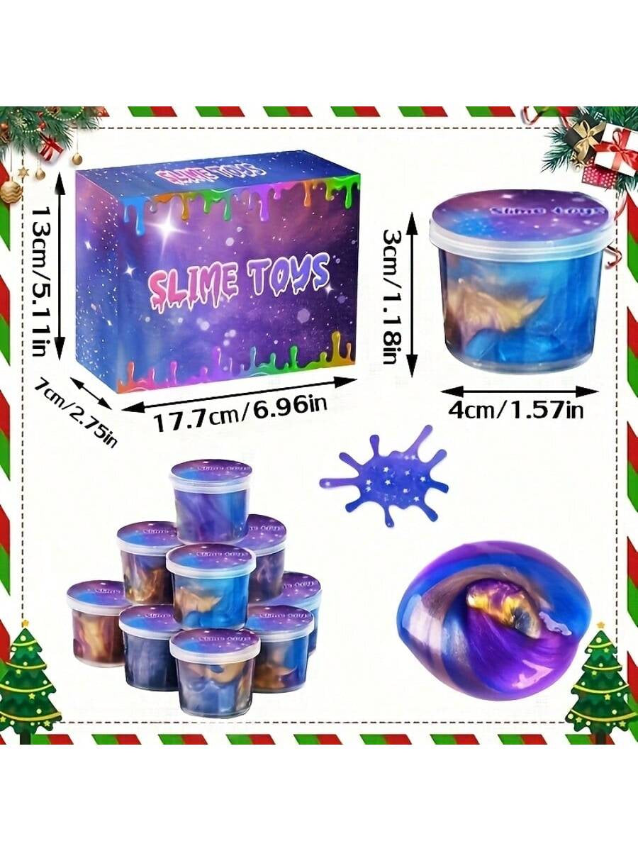 24 Packs Galaxy Putty Slime, Party Favor for Kids Girls & Boys, Adults, Non Sticky, Stress & Anxiety Relief, Wet, Super Soft Sludge Toy,Easter Basket Stuffers