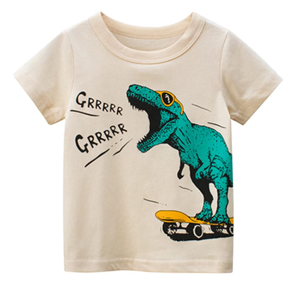 4-Pack Toddler Boys Dinosaur Shark Excavator Truck T-Shirts Graphic Short Sleeve Tees