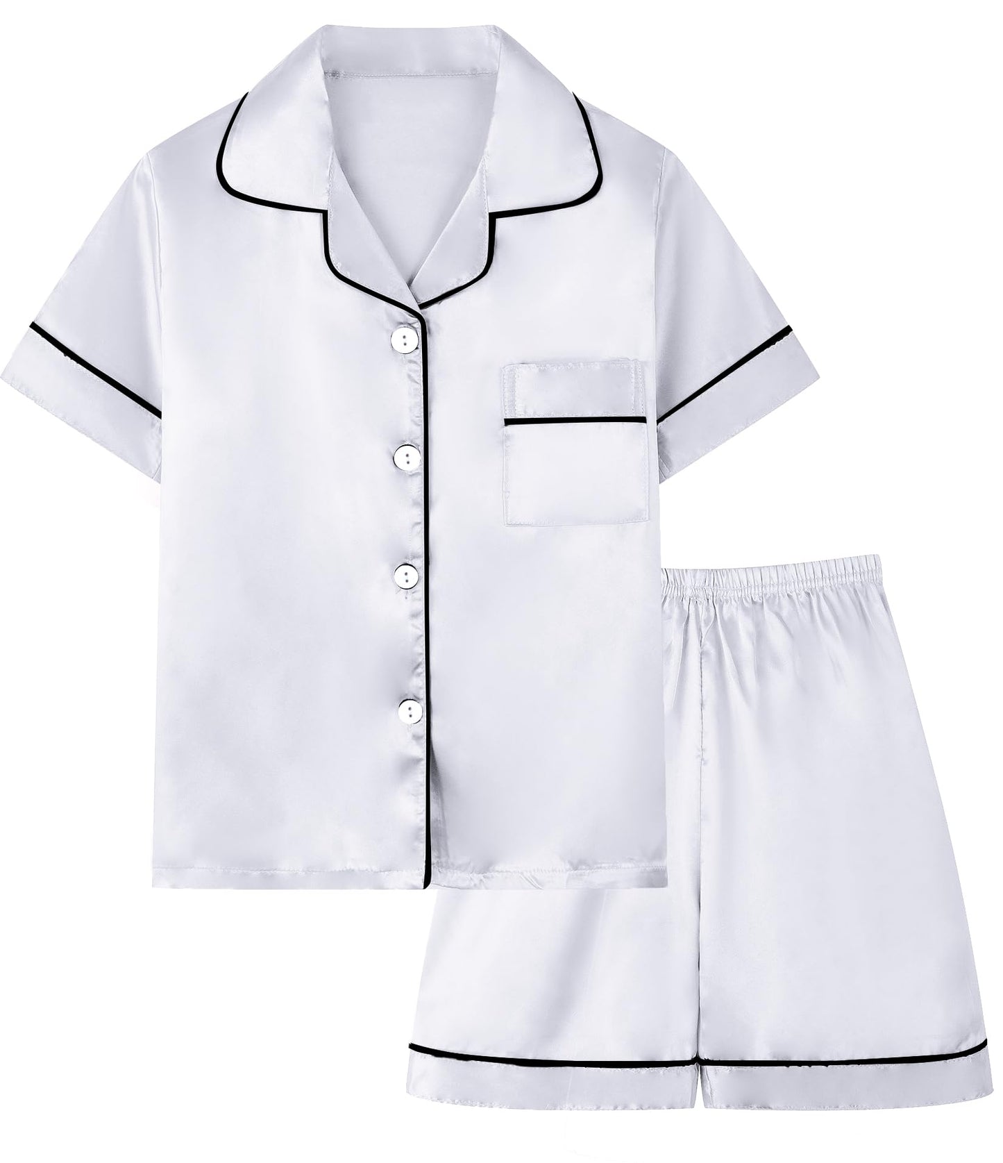 Boys & Mens Silk Pajamas Button Down Sleepwear Satin Nightwear 2 Pcs Pj Set