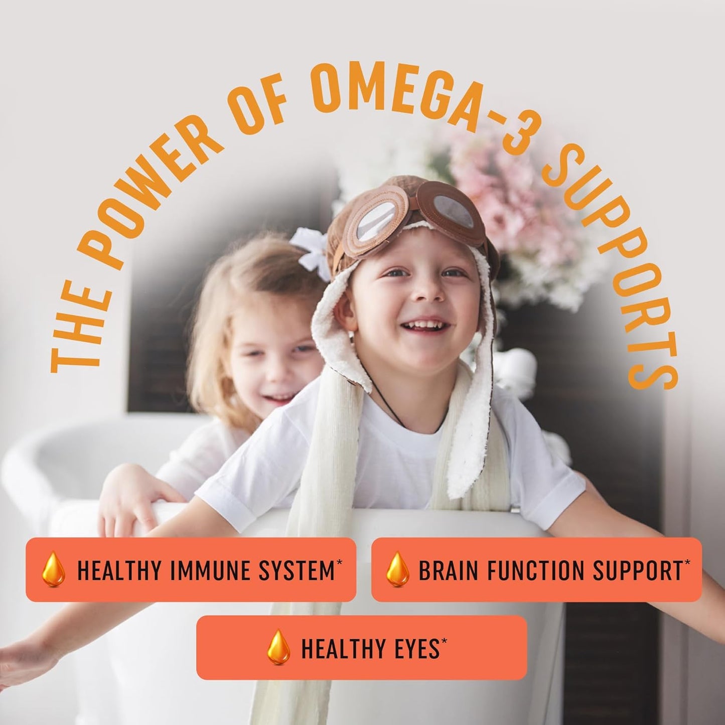 Vegan Omega 3 Liquid Drops for Kids with Algae Oil & Vegan DHA | Fruit Flavor | Immune, Eye, and Brain Support for Children Age 2+ | Omega 3 | Non-GMO, Third-Party Tested | 1 Fl Oz, 30 Servings