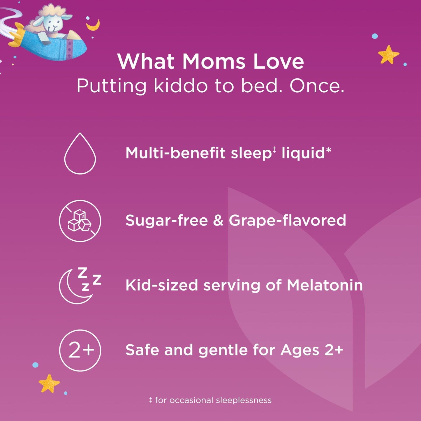 Hyland's Kids Melatonin-Free Organic Sleep Calm and Immunity Liquid, Sugar-Free, Promotes Sleep and Supports Immune Health, Ages 2 and up, Grape Flavor, 4 Fl. Oz.