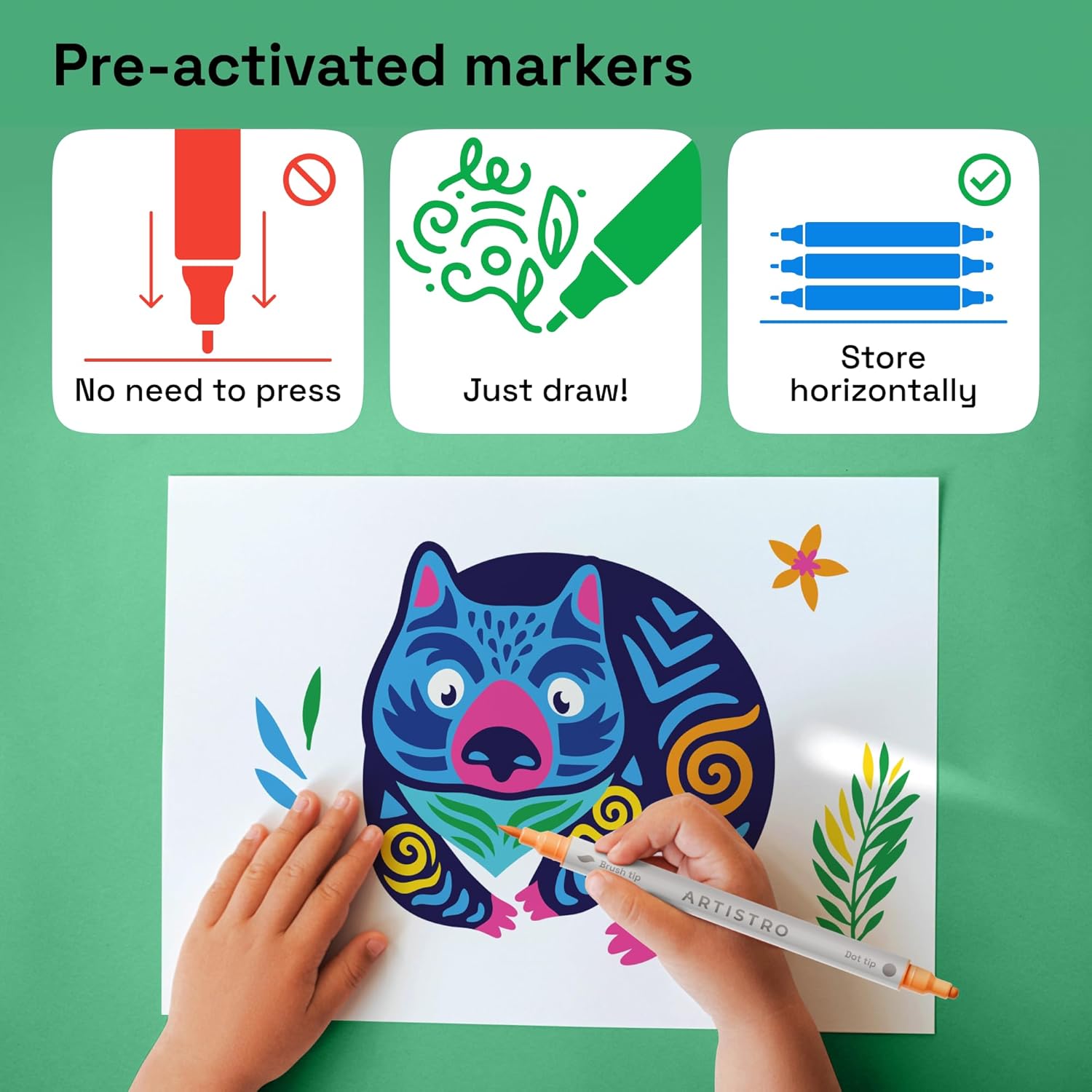 ARTISTRO 24 Dual Tip Acrylic Paint Markers - Washable, Non-Toxic Pens for Glass, Ceramic, and More