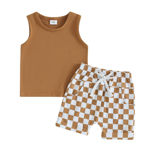 Kupretty Baby Boy Summer Clothes Sleeveless Tank Tops Vest T-Shirt + Casual Shorts Toddler Outfits Set