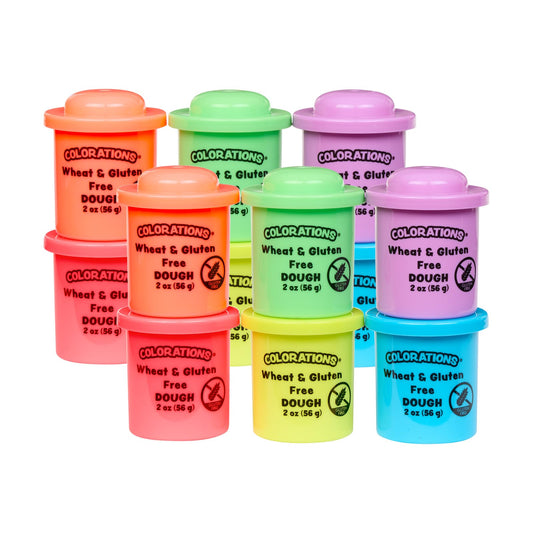 Colorations 12 Wheat & Gluten Free Glitter Dough - 6 Colors (2 oz Each)