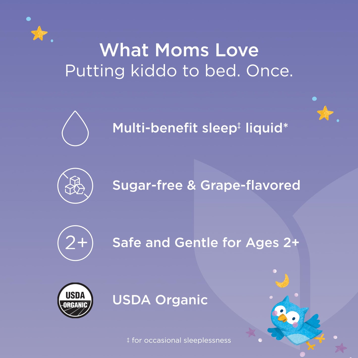 Hyland's Kids Melatonin-Free Organic Sleep Calm and Immunity Liquid, Sugar-Free, Promotes Sleep and Supports Immune Health, Ages 2 and up, Grape Flavor, 4 Fl. Oz.