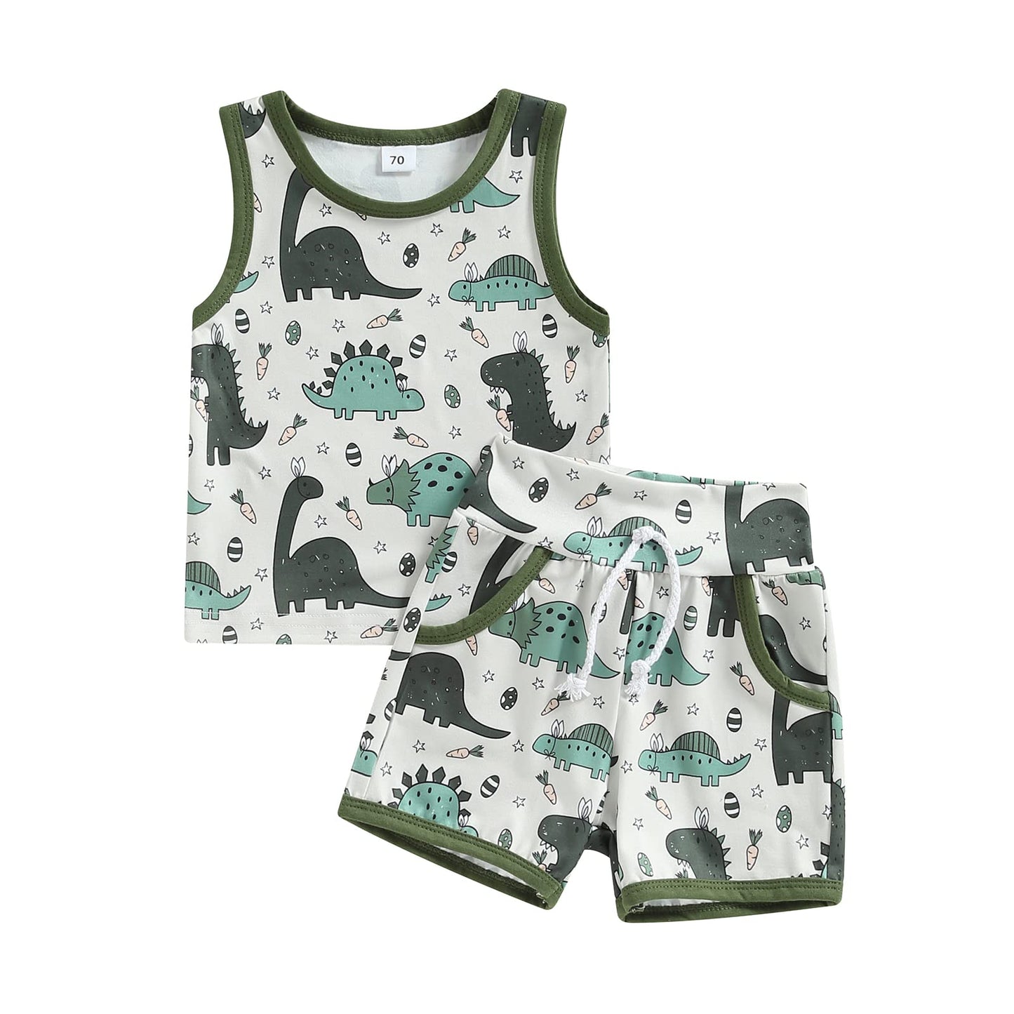 Ledy Champswiin Toddler Boy Clothes Baby Summer Outfit Dinosaur Letter Print Cotton Tops+Grey Elastic Shorts 2pcs