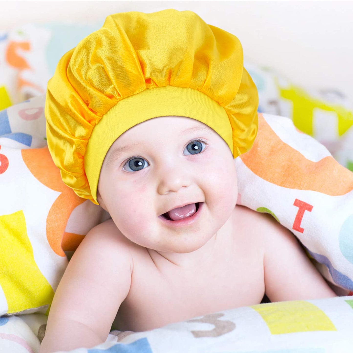 3 Pieces Kids Satin Bonnet Dinosaur Wide Elastic Band Sleeping Cap Soft Silk Double Layer Night Hair Hats for Teens Toddler Child Baby