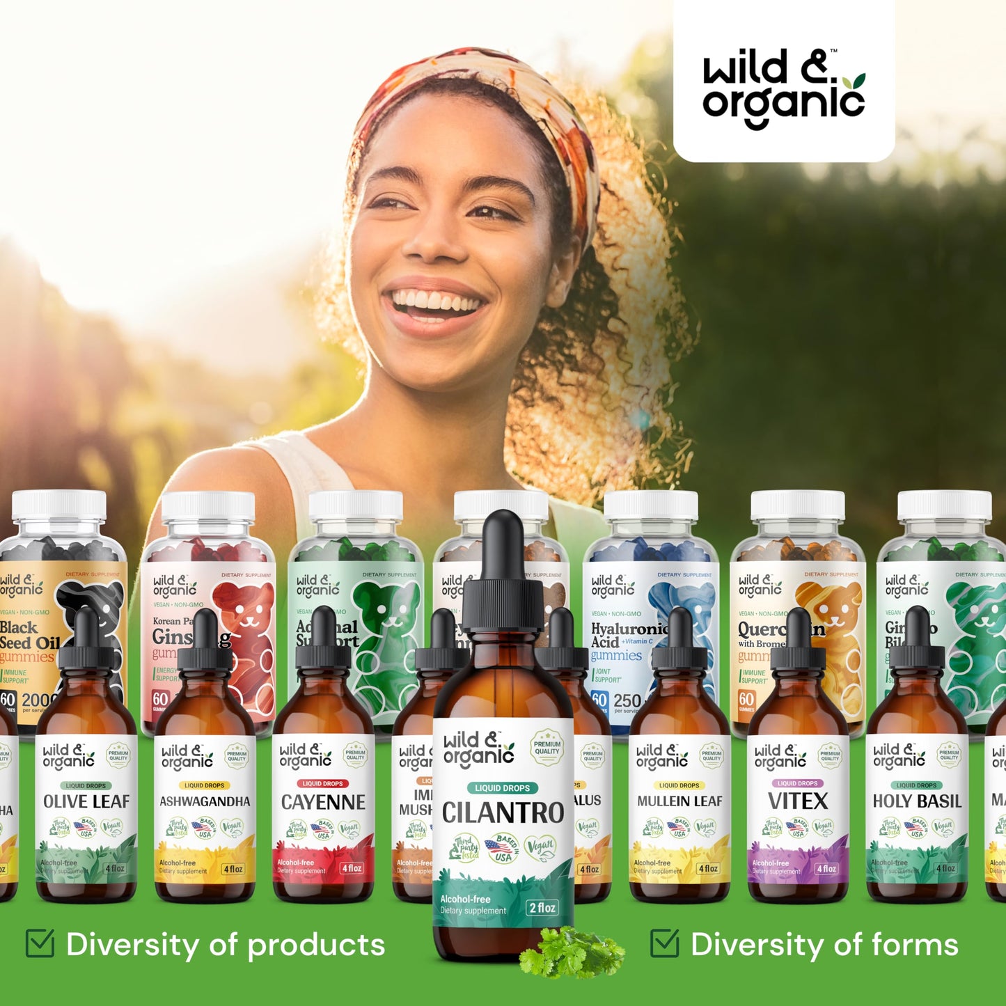 Wild & Organic Cilantro Tincture - Herbal Detox Drops with Cilantro Extract - Liquid Coriander Leaf Supplement - Vegan, Sugar & Alcohol-Free Drops - 4 fl oz