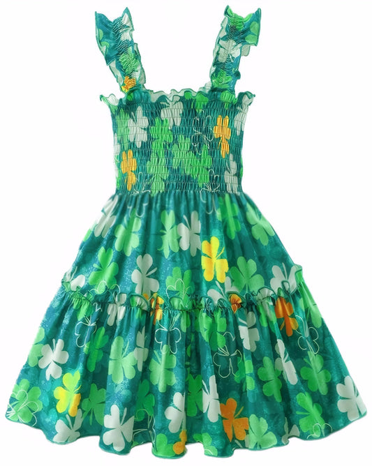 RETSUGO Little Girls Dresses Flutter Sleeve Casual Birthday Party Dress Toddler Kids Swing Twirly Summer Sundress 1-8 Years