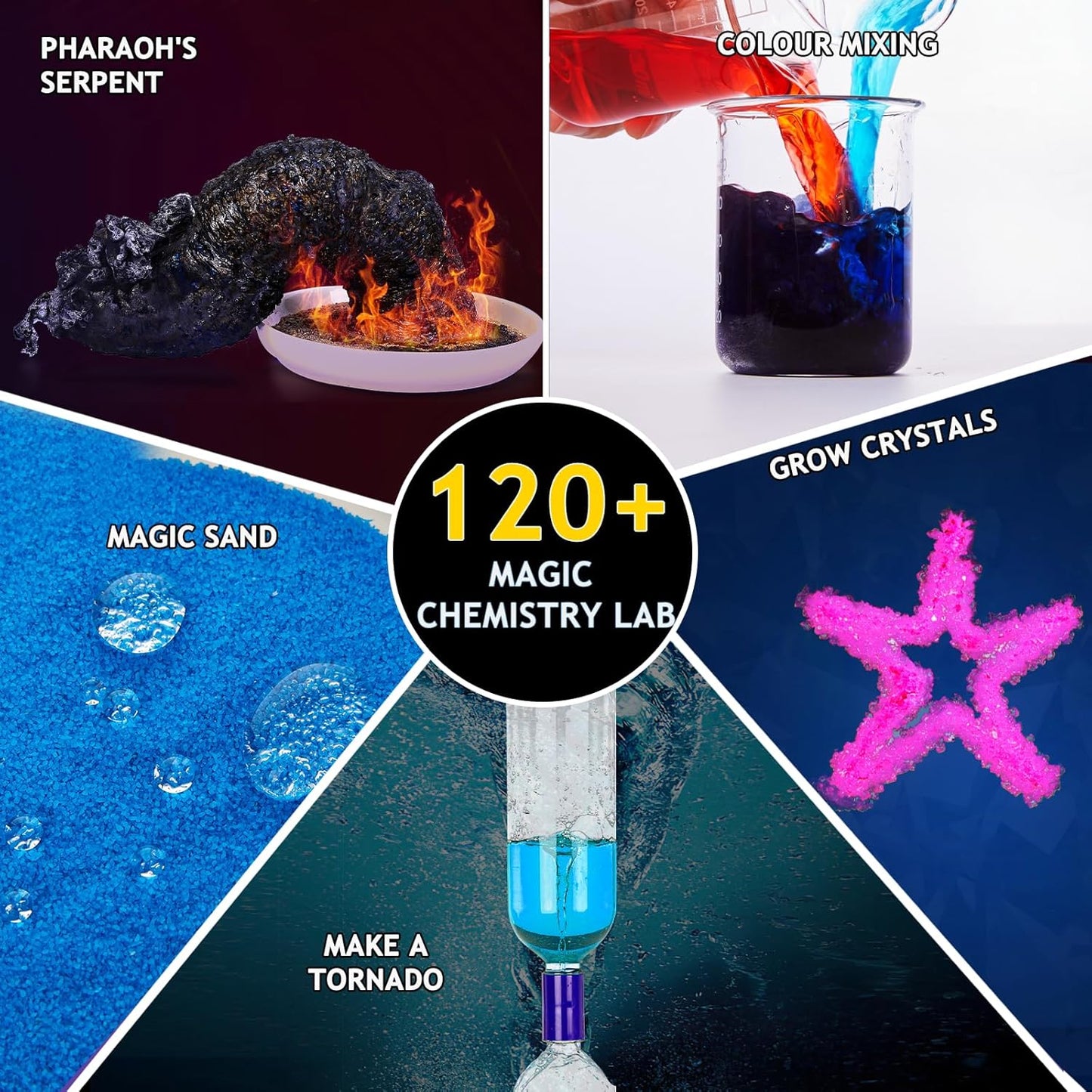 My First Chemistry Science Kit with 120+ Experiments for Kids Age 8-10-12-14, Christmas Birthday Gifts for Boys Girls, Chemistry Set STEM Educational Learning Projects Scientist Toys