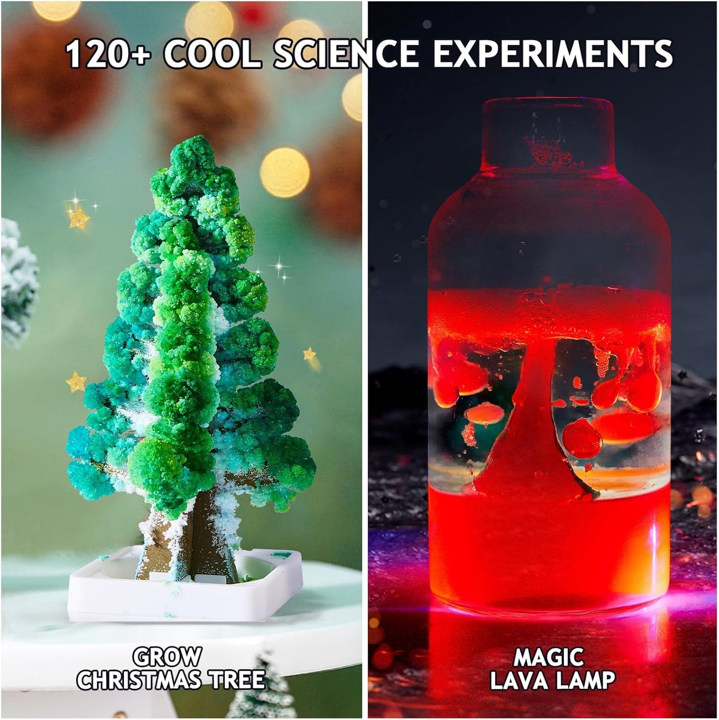 My First Chemistry Science Kit with 120+ Experiments for Kids Age 8-10-12-14, Christmas Birthday Gifts for Boys Girls, Chemistry Set STEM Educational Learning Projects Scientist Toys