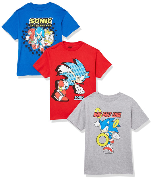 SEGA Boys Hedgehog 3-Pack Tee Bundle, Sonic, Tails, Knuckle