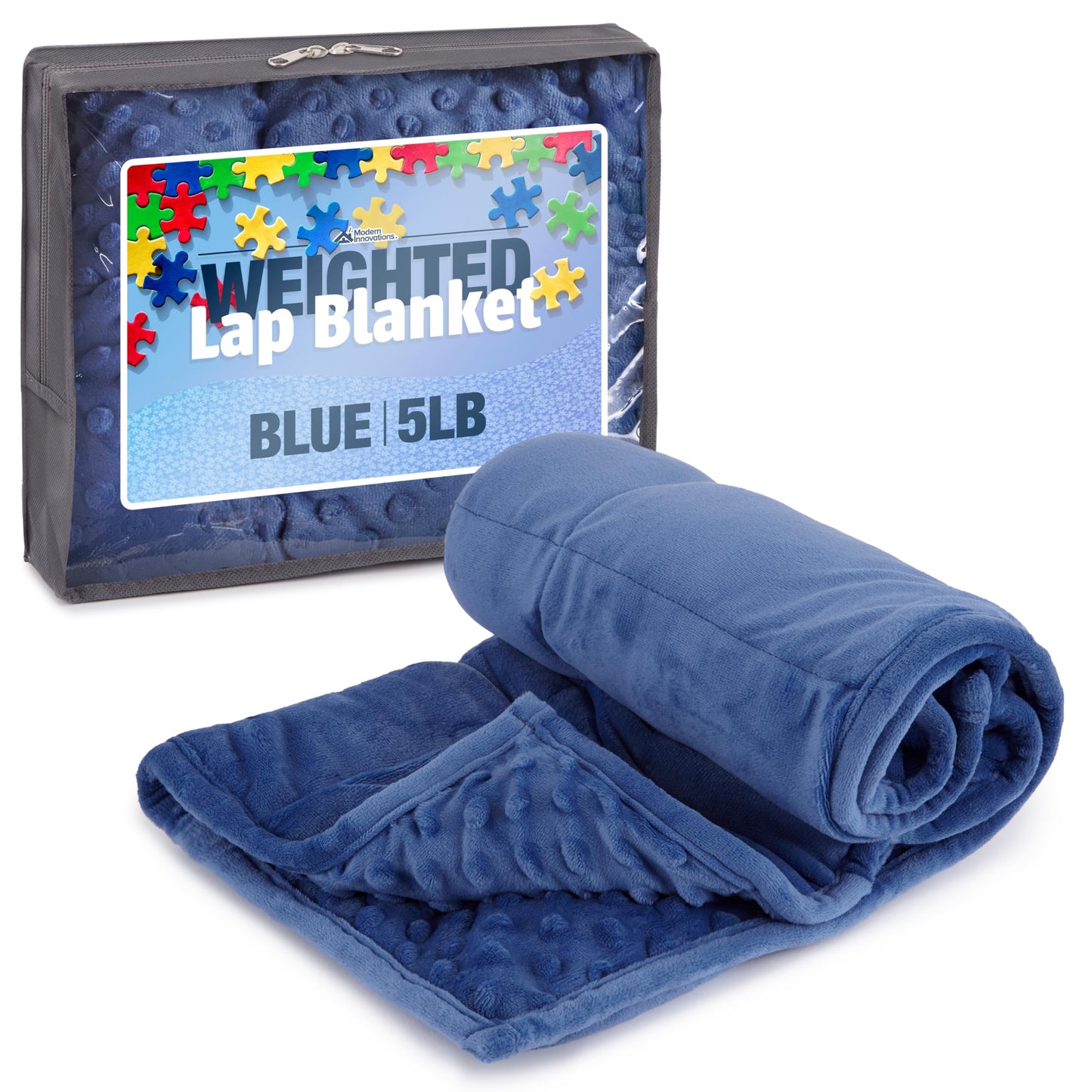 5lb Weighted Blanket for Kids (Grey), Plush Minky Weighted Lap Pad for Kids with Sensory Processing Issues Like Autism or ADHD, Giftable Kids Weighted Blanket with Travel Bag for Ages 4-10