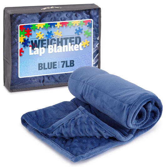 5lb Weighted Blanket for Kids (Grey), Plush Minky Weighted Lap Pad for Kids with Sensory Processing Issues Like Autism or ADHD, Giftable Kids Weighted Blanket with Travel Bag for Ages 4-10